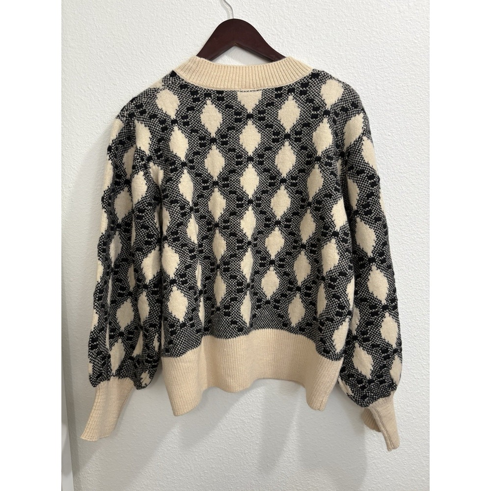 Studio B by Bobeau Cream Black Argyle Diamond Sweater Long Sleeve Size XL‎ BNWT - Picture 4 of 7